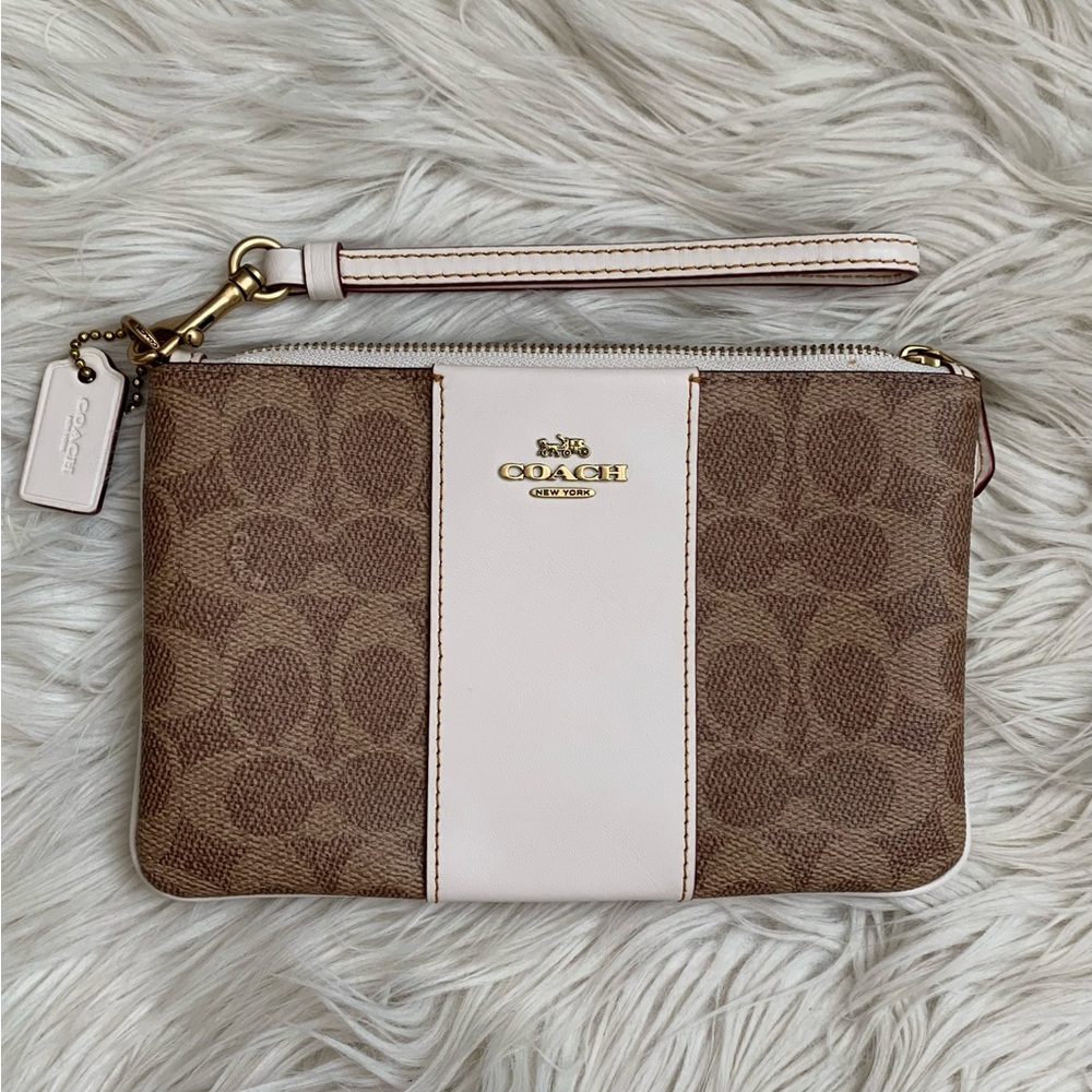 Coach Small Wristlet In Colorblock Signature Canvas - Picture 13 of 15